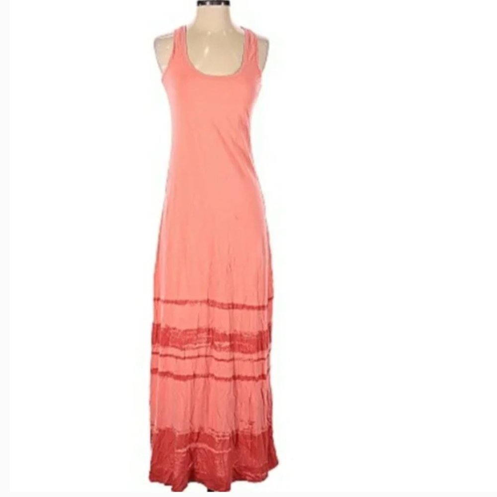 New York & Company Long Maxi Razor back Tank Sleeveless Dress, Melon Orange SZ L